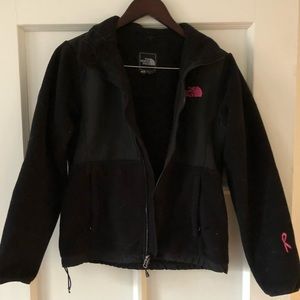 North Face black fleece jacket breast cancer aware